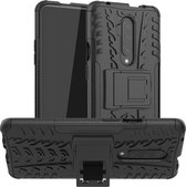 Rugged Kickstand Back Cover - OnePlus 7T Pro Hoesje - Zwart