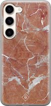 Casimoda® hoesje - Geschikt voor Samsung S23 - Marble Sunkissed - Backcover - Siliconen/TPU - Rood