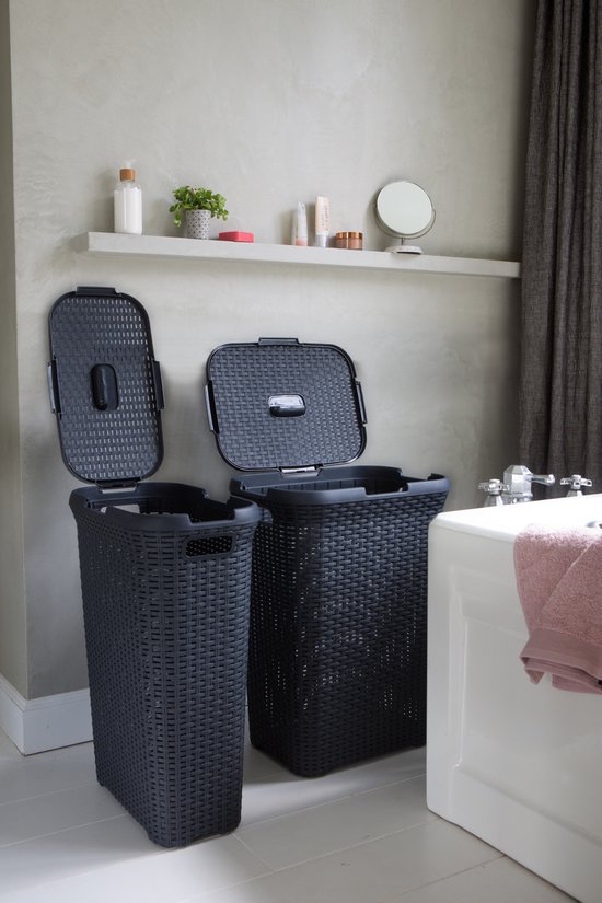 Curver Style Wasmand met Deksel - 40L - Antraciet