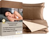 Bed Couture - Velvet Flanel Dekbedovertrek set - 100% Katoen Extra zacht en Warm - 200x200 + 2 kussenslopen 65x65 - Cappucino/Goud Beige