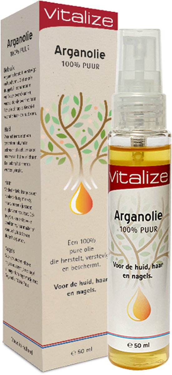 Vitalize Arganolie 100% Puur 50ml - Voor de verzorging van huid, haar en nagels - 100% pure olie uit Marokko en 100% Natuurlijk