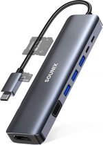 Station d'accueil Sounix - 9 en 1 - Hub USB-C avec alimentation - Hub USB C - HDMI 4K, USB-C et 3xUSB 3.0 - Convient pour MacBook et Ordinateurs portables - Grijs