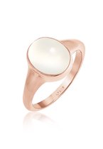 Elli Bagues Dames Chevalière Ovale Trend Blogger avec Pierre de Lune en Argent Sterling 925 Plaqué Or Rose