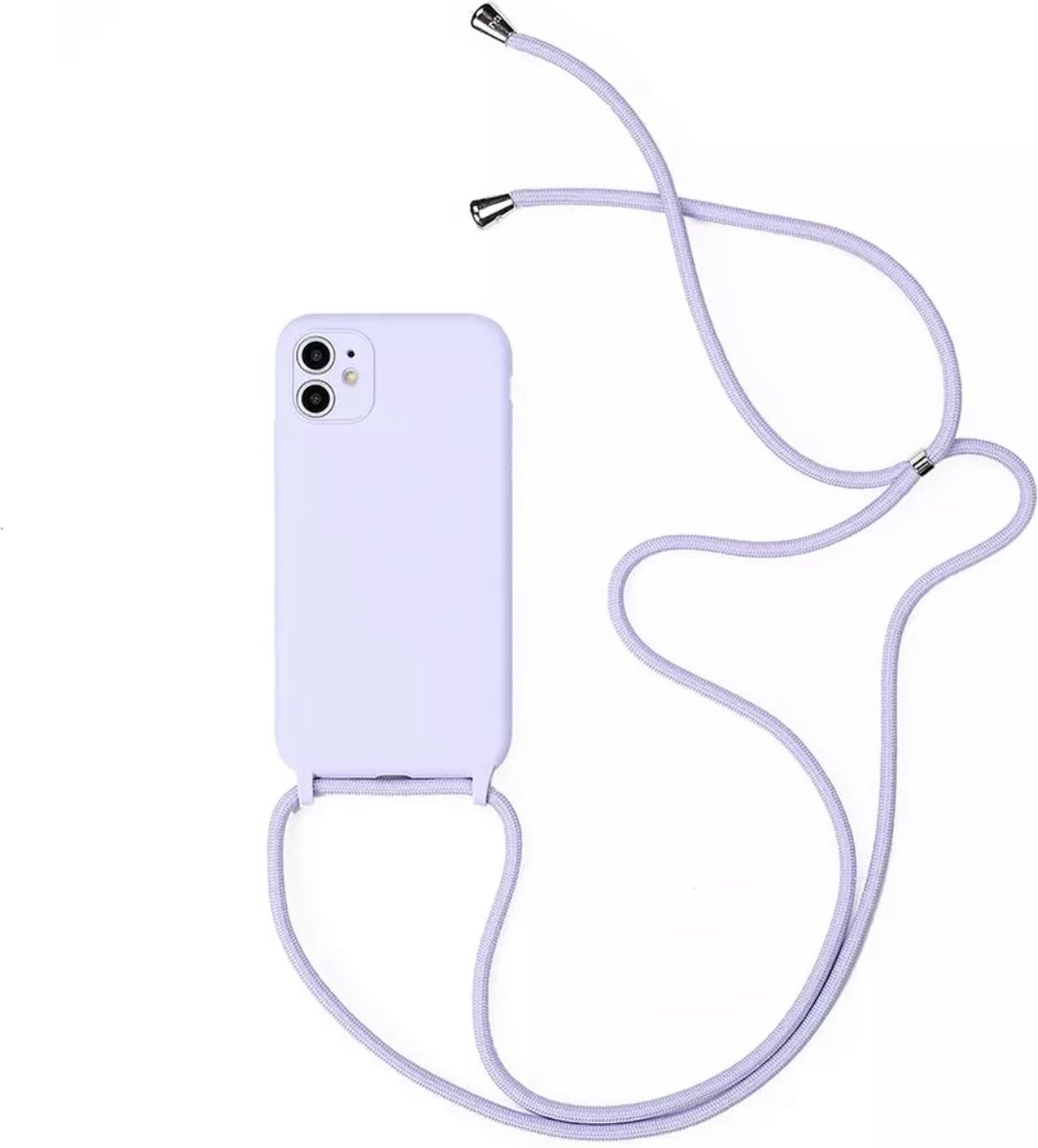 Telefoonhoesje - GSM hoesje - I Phone 13 Pro Max - Siliconen - Violet - Met Koord/ Touw