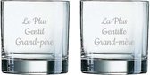 Whiskeyglas gegraveerd - 38cl - Le Plus Gentil Grand-père & La Plus Gentille Grand-mère