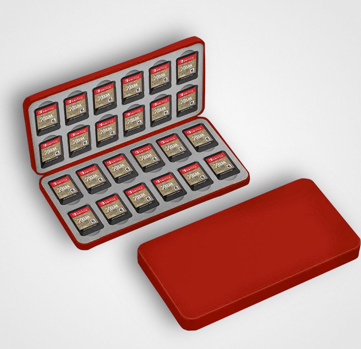 Yes In LAB - 24-in-1 Game Card Case geschikt voor Nintendo Switch - Rood - Kaarthouder - Opbergdoos voor Speelkaarten - Beschermhoes - Premium case - Beschermtas - 24-slot kaart opslag - Opbergen - Game Etui - Accessoire geschikt voor Nintendo Switch