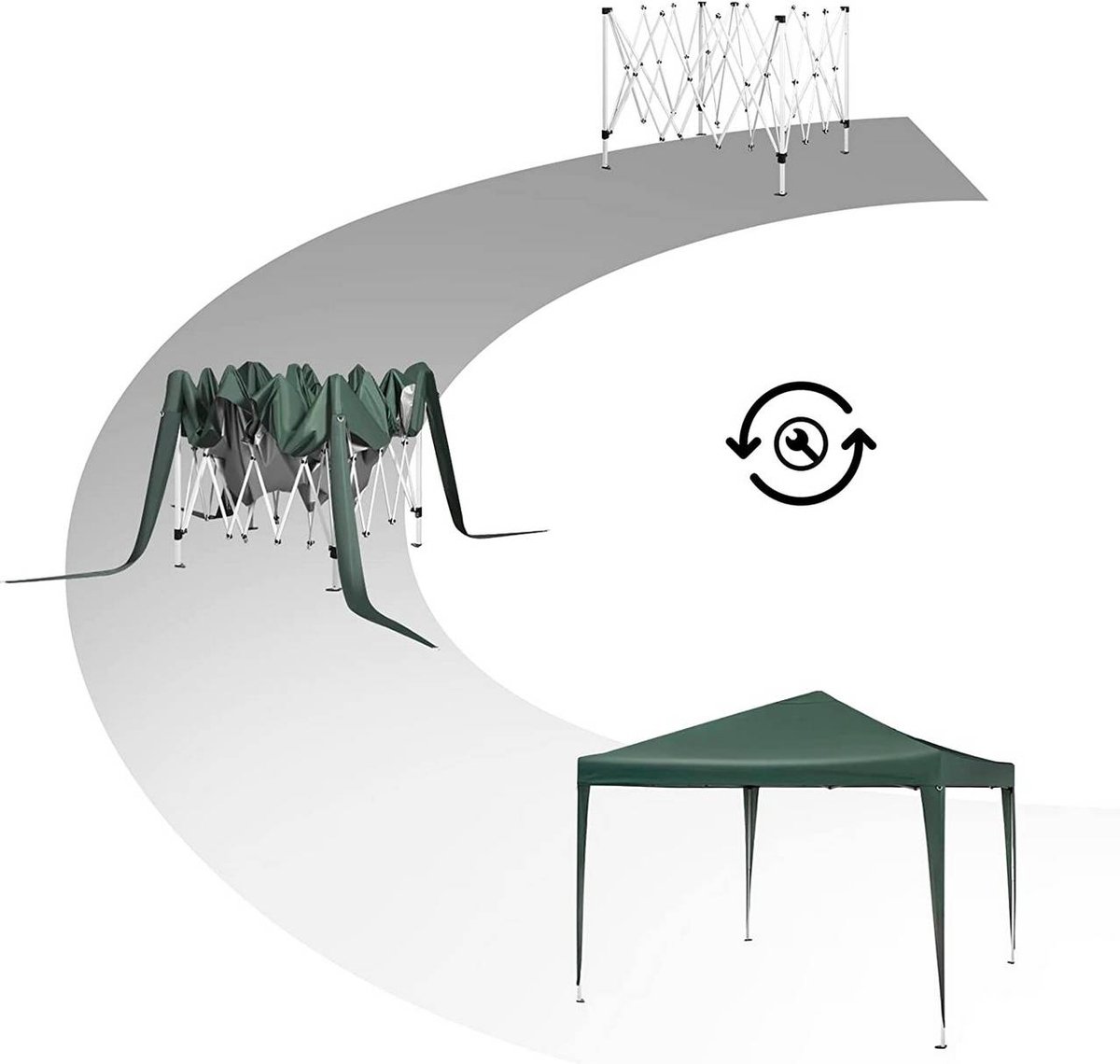 Opvouwbare partytent 3 x 3 m met 2 zijwanden, pop-up tuintent