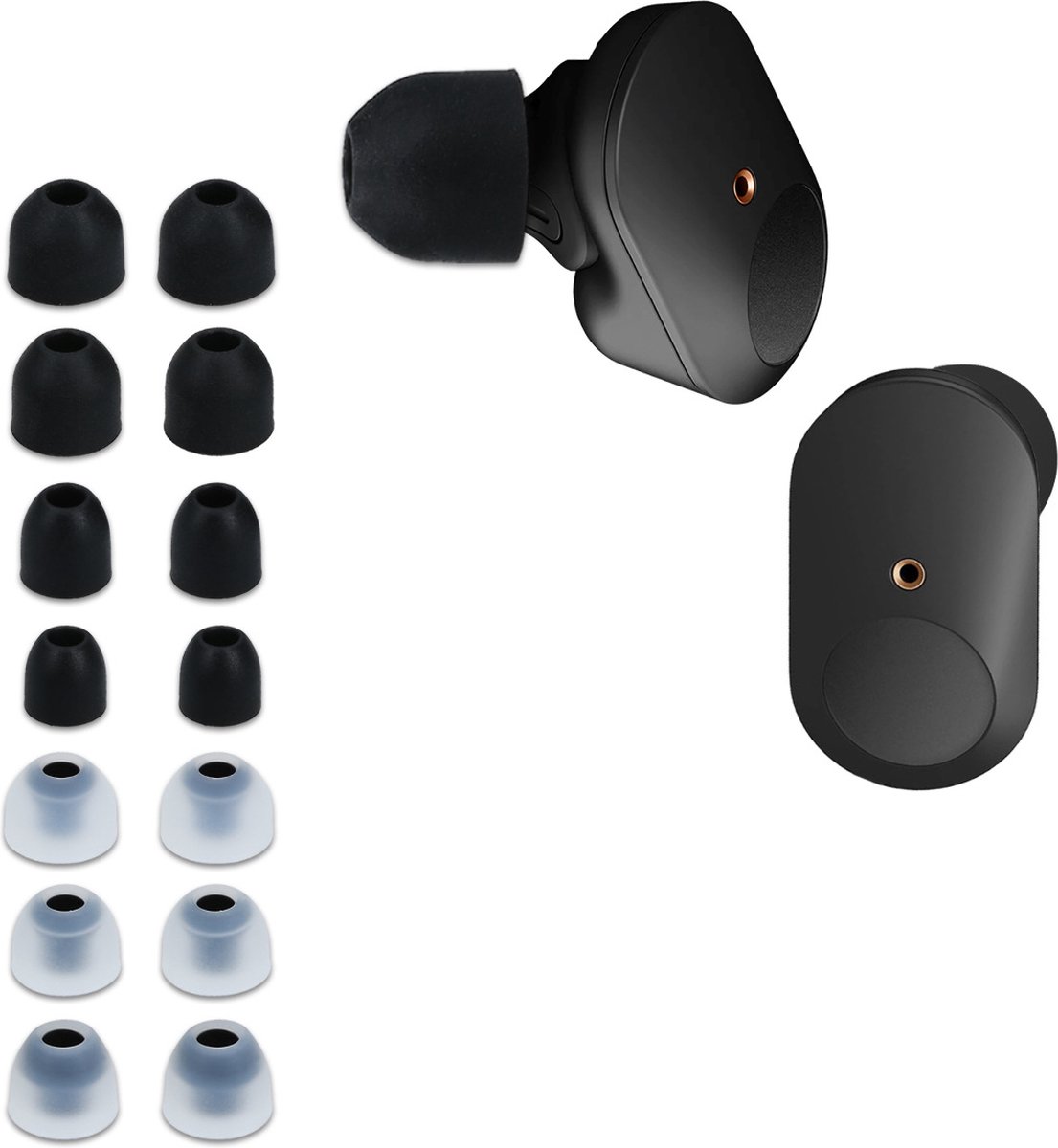 kwmobile 14x Reserve covers voor oordopjes geschikt voor Sony WF-1000XM3 / WF-1000XM4 / WF-1000XM5 - 4 maten - Silicone dopjes voor in-ear headphones