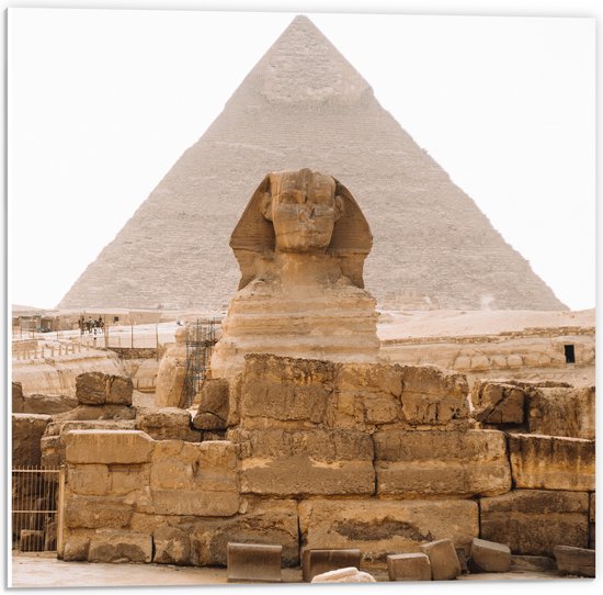 WallClassics - PVC Schuimplaat - Piramide van Chefren - Egypte - 50x50 cm Foto op PVC Schuimplaat (Met Ophangsysteem)