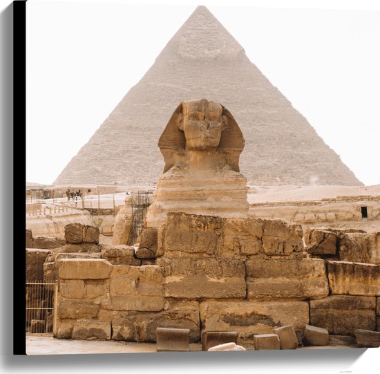 WallClassics - Canvas - Piramide van Chefren - Egypte - 60x60 cm Foto op Canvas Schilderij (Wanddecoratie op Canvas)