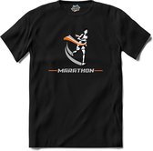 Marathon | Hardlopen - Rennen - Sporten - T-Shirt - Unisex - Zwart - Maat L