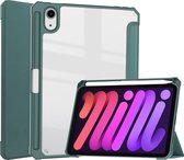 Tablet hoes geschikt voor Apple iPad Mini 6 (2021) - Trifold case met Auto/Wake functie en Magneetsluiting - Donker Groen