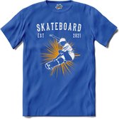 Skateboard | Skaten - Skateboard - T-Shirt - Unisex - Royal Blue - Maat M