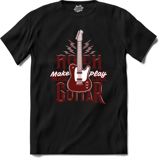 Rock Make Noise Play Cool Guitar | Muziek - Gitaar - Hobby - T-Shirt - Unisex - Zwart - Maat XXL
