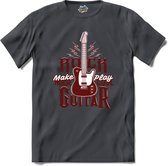 Rock Make Noise Play Cool Guitar | Muziek - Gitaar - Hobby - T-Shirt - Unisex - Mouse Grey - Maat L