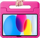 Kinder Tablethoes met Handvat Roze Geschikt voor Apple iPad 10.9 (2022) - Tablethoes Kindvriendelijk - Beschermhoes voor Kinderen - Shockproof - met Standaard - Tegen Vallen