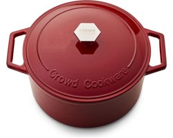 The Tasman Dutch Oven en Grill - Kookpot - Gerecycled Gietijzer - met traditionele en grill deksel - Ø29 cm – Rood