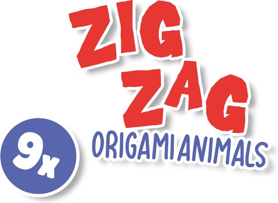 SES - Zig zag origami dieren - inclusief schaar - 9 grote dieren - met bedrukt vouwpapier - SES