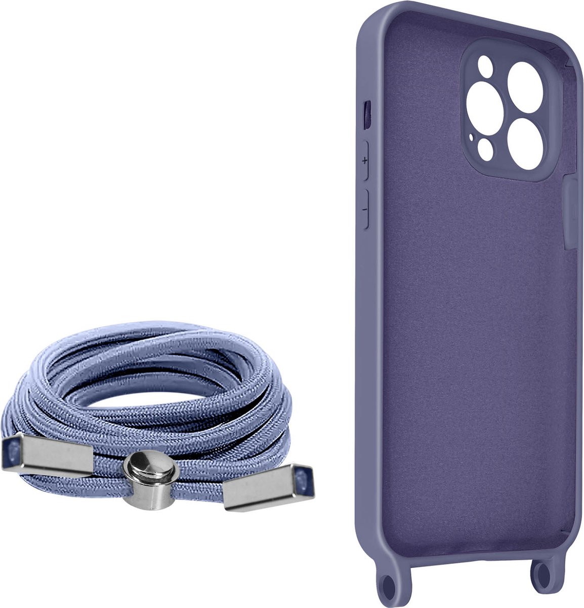 Geschikt voor Apple iPhone 13 Pro Max Koord Hoesje Semi-rigide Nekkoord 80cm lavendel
