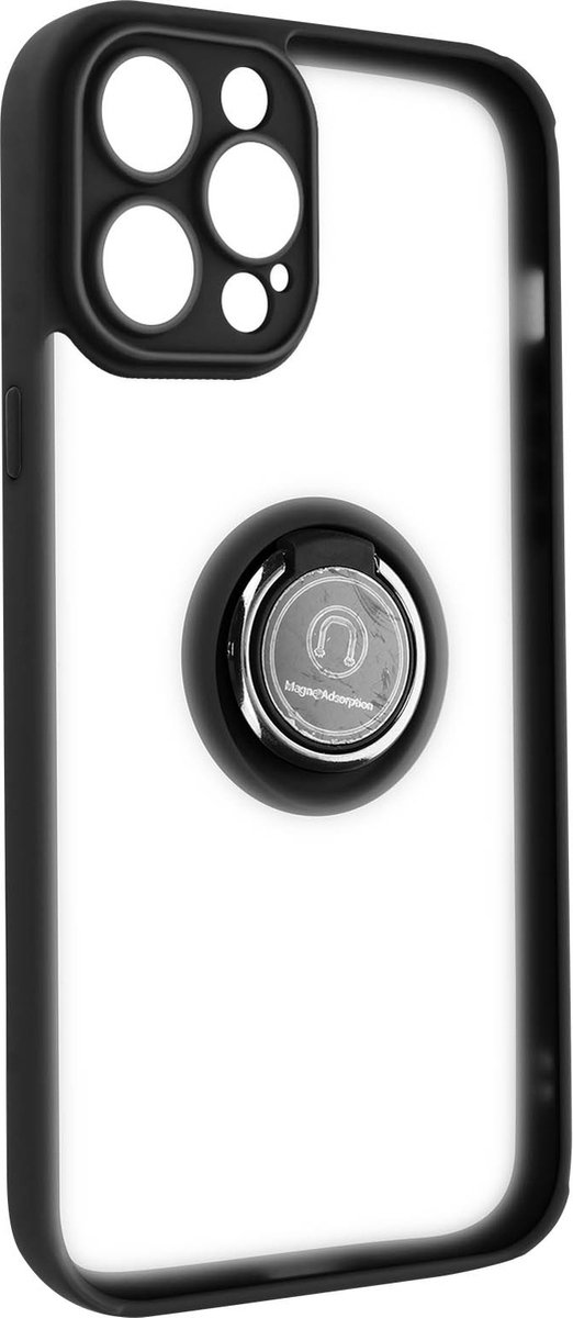 Geschikt voor Apple iPhone 14 Pro Bi-materiaal Case Ring Video-Ondersteuning zwart