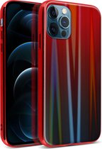 Geschikt voor Apple iPhone12 Pro Max Holographic Rainbow Hoesje Aurora Collection rood