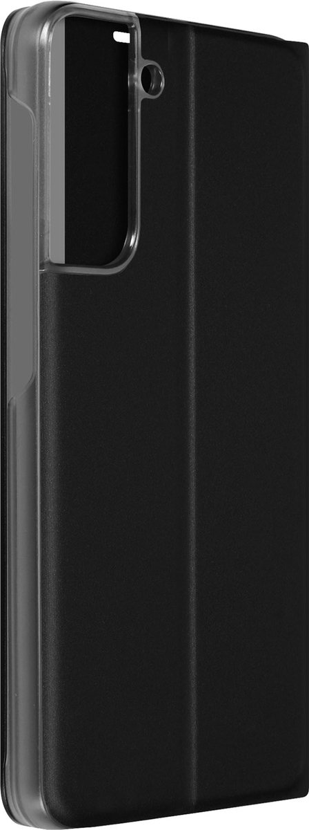 Geschikt voor Samsung Galaxy S21 FE Folio Hoes Translucent Rigid Protection zwart