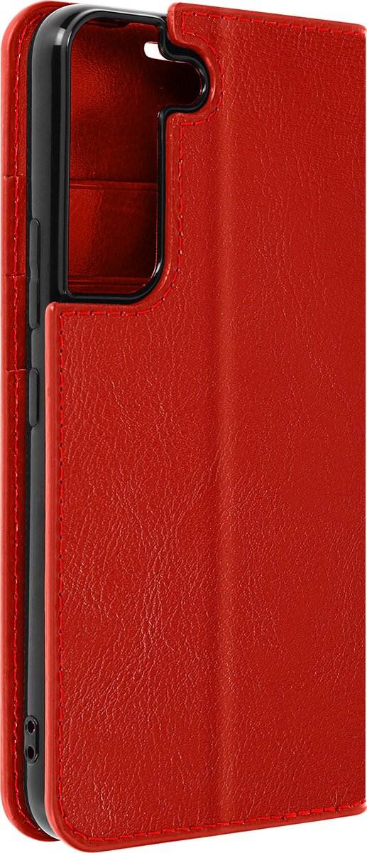 Geschikt voor Samsung Galaxy S22 Folio Case Echt leer Video-ondersteuning – rood