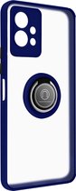 Geschikt voor Vivo Y55 5G Bi-materiaal Case Ring Video-Ondersteuning blauw