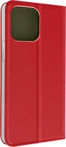 Geschikt voor Apple iPhone 14 Pro Max Magnetische Foliohoes Kaartsleuf Stand Functie rood