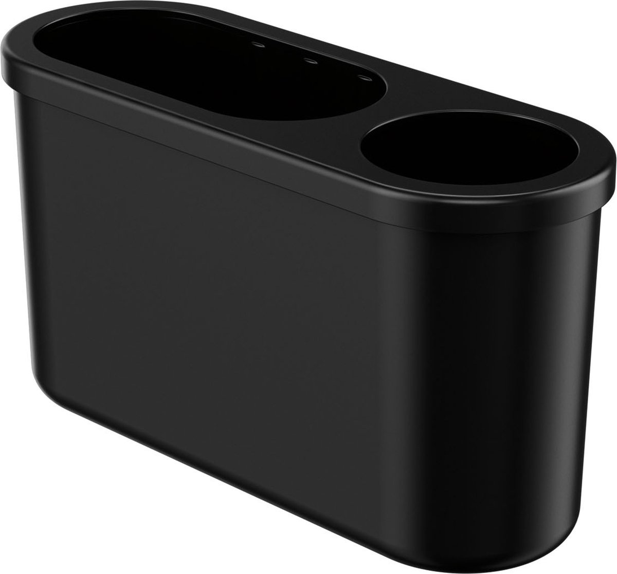 Livarno Home Badkamer en Cosmetica Organizer - Kleur: Zwart - Kenmerken: met soft touch coating - Afmetingen: 16,8 x 6 x 9,2 cm - Voor meer orde in de badkamer - Buitenkant houder van glas