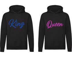 King & Queen 2 Prachtige Hoodie's | relatie | partner | verliefd | valentijnsdag | vriend | vriendin | man | Vrouw | Kind | Dames | Heren | Kinder | Trui | Capuchon