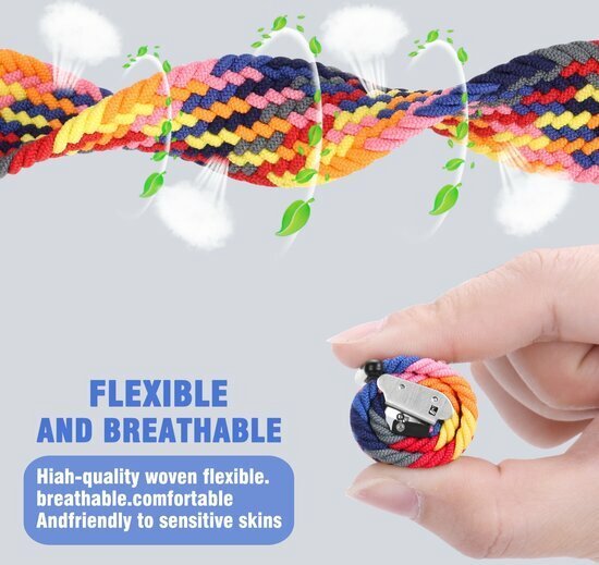 By Qubix - Geschikt voor Garmin bandje - Geschikt voor Garmin Vivomove 3 / HR / Luxe / Sport / Style / Trend - Braided nylon bandje - Rood - Smartwatch bandje 20mm