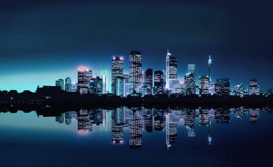 Fotobehang - Vlies Behang - Stad in de Nacht - New York - 152,5 x 104 cm