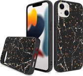 ZT Silicone telefoonhoesje met print Geschikt voor: iPhone 14 Pro Max - Black Marble - ZT Accessoires