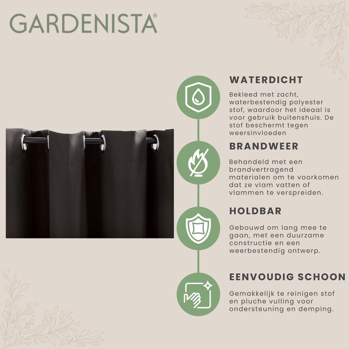 Gardenista Vervangend Tuingordijn - Waterbestendig & Winddicht Pergola Gordijn In Groen