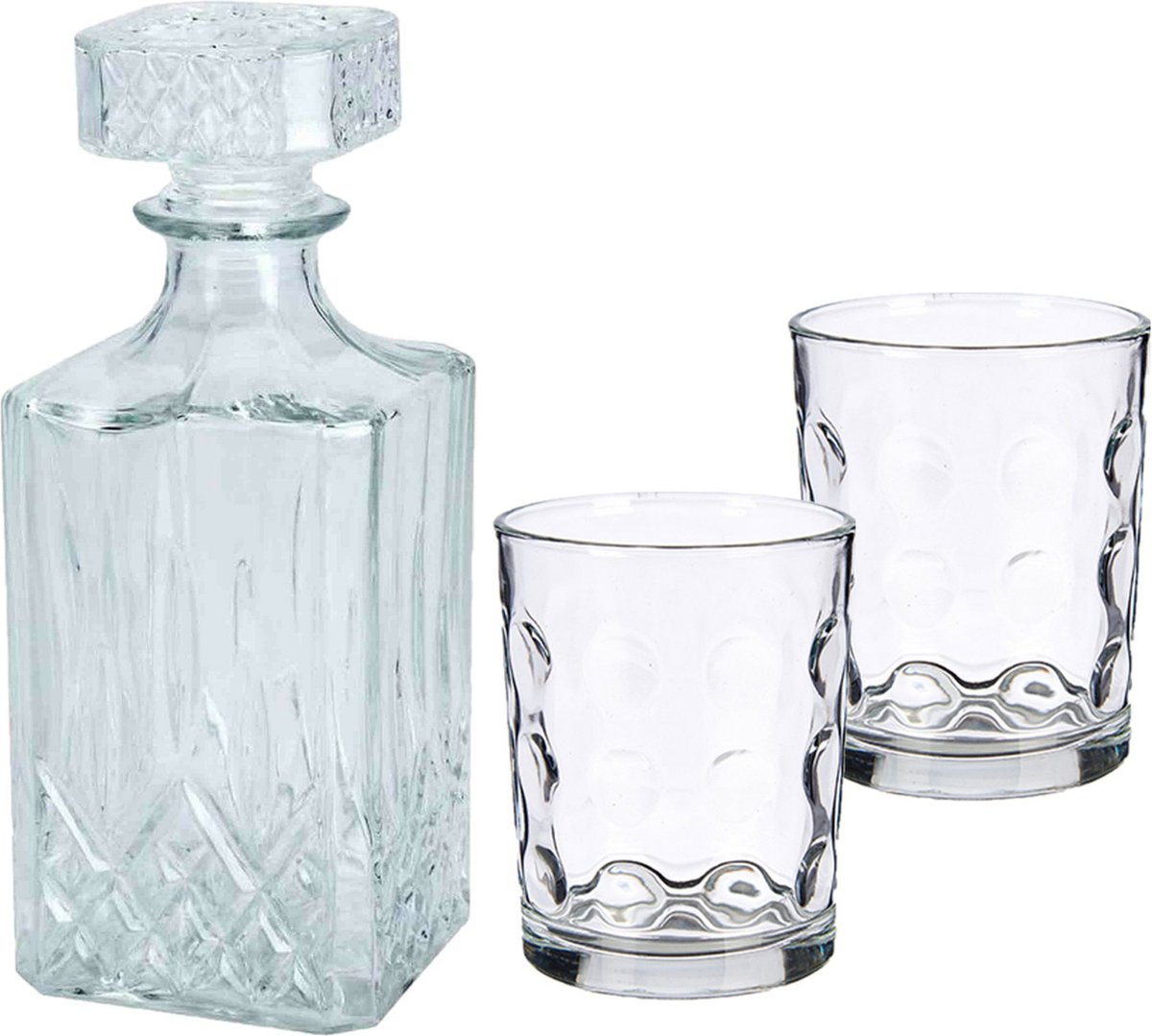 BestAlice - Carafe à whisky créative de 750 ml avec 2 verres, carafe transparente en verre, cadeau pour bourbon, écossais, cognac