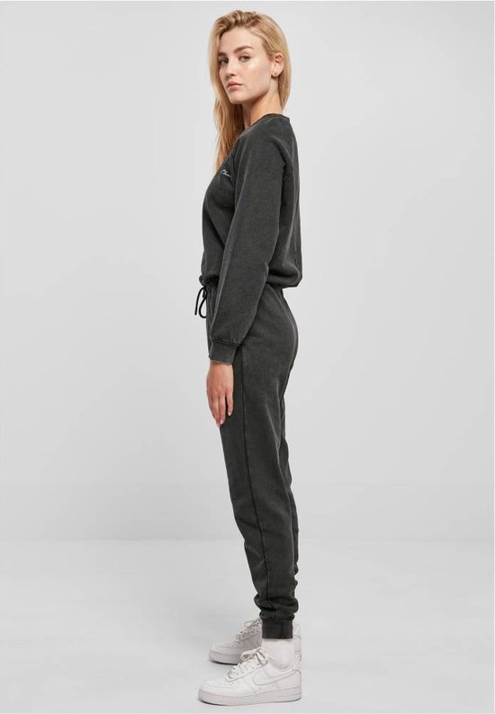 Urban Classics - Small Embroidery Long Sleeve Terry Jumpsuit - XL - Zwart