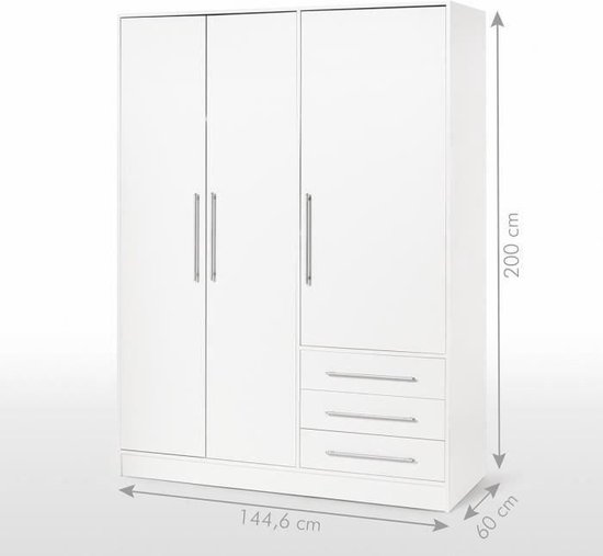JUPITER Garderobe van wit hout in eigentijdse stijl - L 144,6 cm
