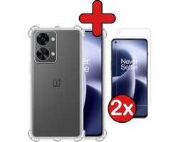 Hoesje - Met Screenprotector - 2 Stuks - Geschikt voor OnePlus Nord 2T - Sterk & Shockproof - Back Cover - Siliconen Case - Telefoon Hoes - Shock Proof - Telefoonhoes - Transparant