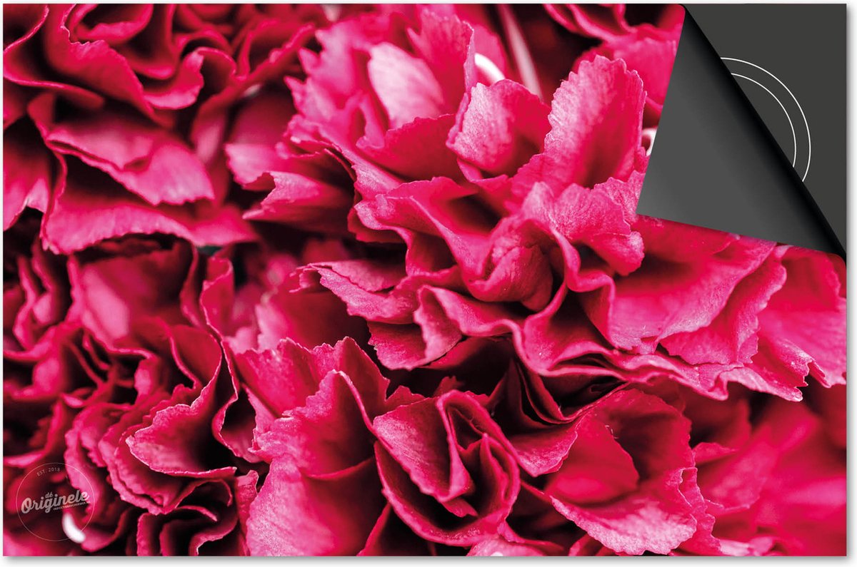 Inductie beschermer 60x52 - afdekplaat inductie mat - Dietrix Kookplaat beschermer - DELUXE - Flowers 2 - Pioenen fuchsia paddles