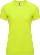 Fluorescent Geel dames sportshirt korte mouwen Bahrain merk Roly maat L