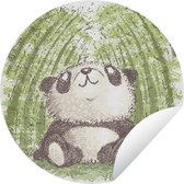 Tuincirkel Bamboe - Panda - Bos - 60x60 cm - Ronde Tuinposter - Buiten