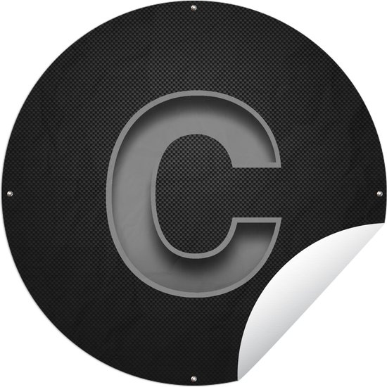 Tuincirkel Een illustratie van de letter C - zwart wit - 90x90 cm - Ronde Tuinposter - Buiten