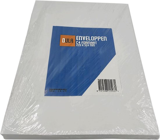 Boîte De 250 Pochettes Recyclées Extra Blanches 90g Format C4 229x324 Mm Avec Fenetre 50x100 Mm Oxford F46494