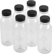 PrimeMatik - Recycleerbare PET plastic flessen kleine, vierkant en transparant 400ml, 7 stuks.