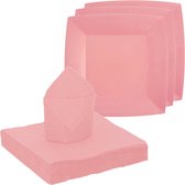 Santex feest/verjaardag servies set - 20x gebaksbordjes/25x servetten - roze - karton