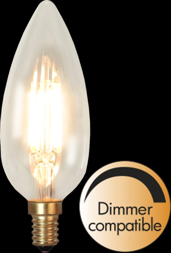 Kaarslamp - E14 - 3W - Super Warm Wit <2200K - Dimbaar - Filament - Helder