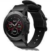 Stoffen nylon bandje gesp geschikt voor Garmin Fenix 5s - Plus & Sapphire - Fenix 6s - Pro & Sapphire - Garmin Fenix 7s - Solar & Sapphire - Quickfit 20 / 20mm band voor Garmin smartwatches - Horlogebandje - Polsband - zwart