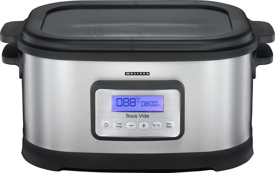 Melissa Sous Vide - Waterbak 6L - Slowcooker 520W - 16310170 - Zwart RVS