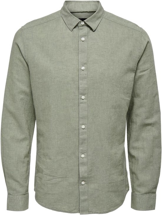Only & Sons Overhemd Onscaiden Ls Solid Linen Shirt Noos 22012321 Swamp Mannen Maat - XS
